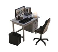 CoudarTitie Accessoires de Maison de Poupée Ordinateur Miniature avec Table Chaise et Clavier Mobilier de Bureau Réaliste En Polypropylène Adapté pour Le Jeu Ima, Bureau Gris