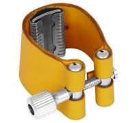 CoudarTitie Bec de Saxophone Ligature Accessoire Embouchure Collier Support Ajustable C Enveloppe Fixation Cuir PU et Laiton Montage Sûr et Convient aux Séances de Pratique Scènes Cours, Jaune