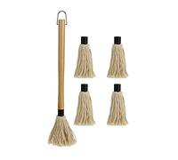 CoudarTitie Brosse de Cuisine Barbecue Mop Gril Brosse Accessoire Coton Manche Long Réutilisable Facile à Utiliser Parfaite pour Barbecue Steak Événements Plein A, Grand avec 4