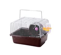 CoudarTitie Cage Hamster Transport Dotée de Boîte Portable Roue de Course Gamelle et Bassin Profond en Plastique Adaptée Au Transport Élevage Rongeurs Taille, Brun