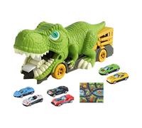 CoudarTitie Camion de Transport de Véhicules Dinosaures avec Mini-voitures, Coffret de Jeu pour Fête D'anniversaire D'enfants, 6 Petites Voitures et Une Carte