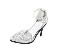 CoudarTitie Chaussures à Hauts 1/6, Accessoires de Décoration pour Poupée, Jouets Miniatures Faits Main pour Poupée de 30 Cm (12 Pouces), Argent