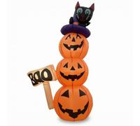 CoudarTitie Citrouille Gonflable Décorative avec Chapeau Sorcière et Chat Lumière d'Halloween pour Espace Extérieur Ornement Bienvenue pour Invités et Farceurs Hauteur