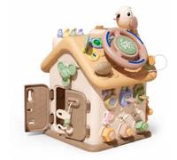 CoudarTitie Cube Éducatif Enfant Jouet d'Activité Maison Tableau Manipulatif Boîte Sensorielle Centre de Motricité Fine avec Clés Prises Boutons Curseurs Adapté pour Crèche Salle de Jeux Cadeau