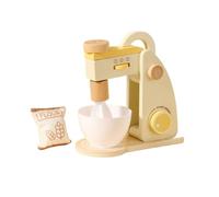CoudarTitie Cuisine Enfant Jouet en Bois Ensemble Jeu Accessoires Vaisselle Aliments Table Créativité Histoire Socialisation Formes Douces , Mélangeur Jaune Laiteux