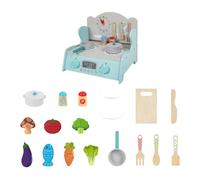CoudarTitie Cuisine Miniature pour Enfants, Mobilier pour Jeux de Rôle, Modèle à Monter Soi-même pour La Maternelle, Cuisine en Bois éducative pour La Crèche, Blue Set B