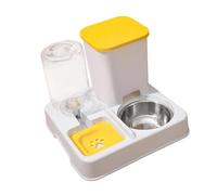 CoudarTitie Distributeur Automatique de Nourriture et d'eau pour Chats et Chiens, Doté d'un Système de Siphon et d'un Réservoir Autonome, Jaune Blanc