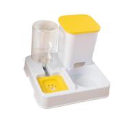 CoudarTitie Distributeur Automatique pour Animaux avec Bol de Nourriture pour Chat et Chien Système de Remplissage d'eau Conteneur Amovible en PP Fonction Siphon, Jaune Blanc