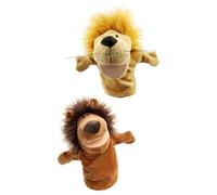 CoudarTitie Ensemble de 2 Marionnettes à Main D'animaux, Jouets Doux pour Garçons et Filles, Marionnettes pour Raconter, Peluches pour Jouer, Lion et Lion jaune