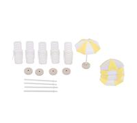 CoudarTitie Ensemble de Meubles Miniatures avec Un Petit Parasol pour La Décoration du Jardin d'une Maison de Poupée, Jaune + Blanc