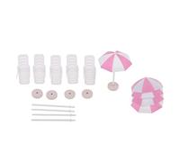CoudarTitie Ensemble de Meubles Miniatures avec Un Petit Parasol pour La Décoration du Jardin d'une Maison de Poupée, Rose + Blanc