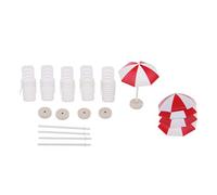 CoudarTitie Ensemble de Meubles Miniatures avec Un Petit Parasol pour La Décoration du Jardin d'une Maison de Poupée, Rouge + Blanc