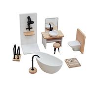 CoudarTitie Ensemble de Salle de Bain pour Maison de Poupée à L'échelle 1:12 - Cadeau de Saint-Valentin - Lavabo, Baignoire et Toilettes Miniatures