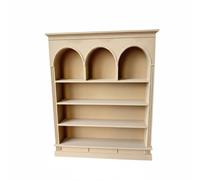 CoudarTitie Étagère de Maison de Poupée Bibliothèque Miniature Meuble de Poupée Armoire Miniature Accessoire Miniature Arches Élégantes et Quatre Étagères en, Beige
