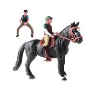 CoudarTitie Figurine de Cheval Articulée avec Selle, Jouet Décoratif et Réaliste, Statuette de Sauvage, Jouet éducatif pour Garçon et Fille, Noir complet