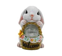 CoudarTitie Figurine de Pâques, Statue Solaire de Jardin, Décoration pour La Fête du Printemps, Cour, Basse-Cour, Figurine de Mère Animale, Sculpture de Lapin, Blanc