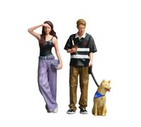 CoudarTitie Figurine Miniature Peinte Figurine Statuette Scène Diorama en Résine Montrant Laisse Tasse et Bandana pour Une Histoire Crédible Textures Précises et, 1/18
