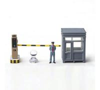 CoudarTitie Figurines de Scène Miniature Série Sécurité 1 64 Guérite Barrière Agent de Sécurité Accessoire Diorama Résine à Lumière Adaptées aux Portails Aires de
