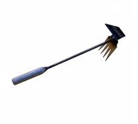 CoudarTitie Fourche à Désherber Ergonomique Double Tête Outil Manuel Robuste pour Le Travail du Sol et Enlèvement de Mauvaises Herbes Désherbeur à Poignée, Tête De Houe 4 Dents