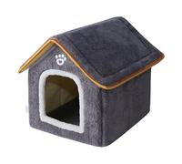 CoudarTitie Lit Douillet pour Chat Maison Grotte Chat Coussin Moelleux Semi Fermé Niche Chaude pour Chaton Fonction Auto Chauffante Adaptée Aux Chats et Petits Ch, Gris S