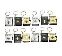 CoudarTitie Lot de 12 Mini Porte-clés Bible, Accessoire pour Clés, Petit Livre Religieux, Idéal pour Les étudiants, Les Amis, La Maison, Le Sac Ou L, Or Argent Noir