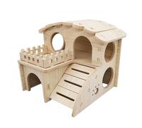 CoudarTitie Maison Hamster Abri Cachette Refuge Jouet en Bois Accessoires Habitat Détachables Fonctionnalité Respirante Adaptée aux Hedgehogs Décoration, 14 cm x 13 cm x 12.5 cm