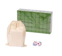 CoudarTitie Mini Mahjong Set Complet Chinois 144 Tuiles Gravées Jeu de Plateau Compact Portable pour Initiation Au Mahjong Adapté Aux Familles Loisirs, 30mm Vert