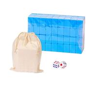 CoudarTitie Mini Mahjong Set Complet Chinois 144 Tuiles Gravées Jeu de Plateau Compact Portable pour Initiation Au Mahjong Adapté Aux Familles Loisirs, 30mm Bleu