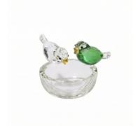 CoudarTitie Oiseau en Cristal Figurine Statuette Ornement Décor de Bureau Décorative Corps Taillé Étincelles sous Éclairage Support Clair Stable Adapté à, Grand Nid D Oiseau Transparent + Vert