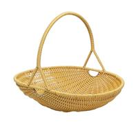 CoudarTitie Panier Tressé Panier à Fleurs PP Panier à Légumes Panier à Poignée Imitation Rotin Adapté pour Cueillette Rangement de Cuisine Maison, L