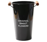 CoudarTitie Pot de Fleurs/Seau à Glace en Métal avec Poignée, Pot Décoratif Multifonctionnel, Idéal pour Les Fêtes et Festivals à La Maison, Noir