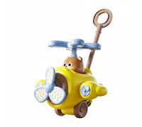CoudarTitie Poussette Enfant Avion avec Hélice Tournante et Sonnette Joyeuse pour Encourager l'environnement Roues Stables Antidérapantes avec, Jaune, Standard