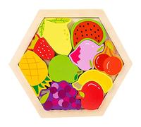 CoudarTitie Puzzle Empilable Jeu de Formes Blocs Géométrique Bois Éducation Précoce Coordination Main Œil Créativité Convient pour Enfants Cadeaux, Fruit