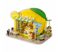 CoudarTitie Scène Industrielle Miniature Maison Boutique Maquette Kit Loisirs Créatifs Décor Tablette Résine Bois Textile Éclairage LED Intégré Convient aux, Hérisson Citron