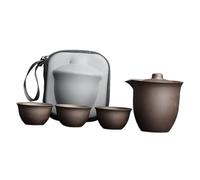 CoudarTitie Service à Thé de Portable Kungfu, élégant et Réutilisable, avec 3 Tasses, Idéal pour Le Bureau, L'hôtel, Un Cadeau, Un Appartement Ou La Ma, Couleur unie
