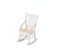 CoudarTitie Siège à Bascule Poupée Fauteuil Miniature Structure Bois Sculpté Assise Réaliste Conception Objet pour de Poupée Hobby Salon, Blanc