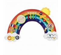 CoudarTitie Tableau d'apprentissage pour Enfants Tableau Multifonction Panneau d'Activité Jouet Mural Bois avec Perles Engrenages Horloge Glissières Adapté à, Nouvel Arc-en-Ciel 5.4kg CE/CPC
