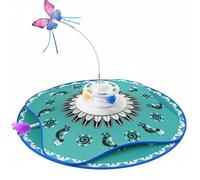 CoudarTitie Teaser de Chat Électrique Jouet Interactif Papillon Flottant Tapis Large Cible Mouvante Base Pivotante Perles Qui Cliquettent PP et Tissu Adapté aux