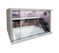 CoudarTitie Vitrine de Garage à L'échelle 1/64, 1/36 et 1/32 avec éclairage LED pour Voiture En Alliage, Escalier Droit Rose