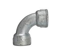 Coude 2a, courte, 90°, IG/IG, Rp 3/8, température de fonctionnement -20 °C à 300 °C, fonte noire, galvanisée à chaud, DIN EN 10242.
