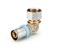 Coude 90° à sertir pour tube multicouche Ø16 avec écrou libre femelle 15x21 RBM