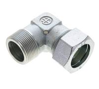 Coude 90° en acier zingué 1 1/4'' NPT mâle x 35L Anneau de coupe 160 Bar DIN 2353