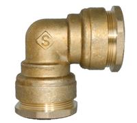 SOMATHERM FOR YOU, Raccord coudé égal en laiton pour tube PE Ø50 mm, pression max 20 bars, température -10°C à +80°C, joint torique EPDM, norme ACS, garantie 5 ans