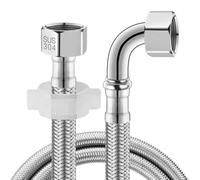 Coude à 90 degrés en acier inoxydable avec raccords d'extrémité BSP pour tuyau d'eau flexible tressé dans les systèmes de plomberie domestiques (100 cm)