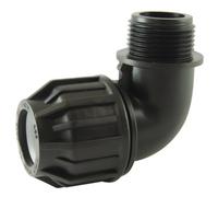 Coude à compression 90° mâle en PP pour tube PE - diam 20mm - 15x21 CODITAL