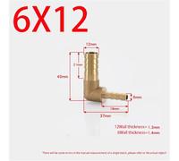 Coude à double embouchure en laiton de type pagode, 4 mm-19 mm(6X12mm 1PCS)