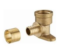 Coude applique à glissement pour tube PER NOYON & THIEBAULT - Ø 16 mm à visser femelle F1/2' (15x21) 2 trous pour fixation au mur Bague en laiton - 3191-1516L1 G