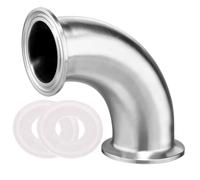 Coude Beduan 90 degrés, tube de 2 pouces de diamètre extérieur, raccord de tuyau sanitaire à trois pinces en acier inoxydable de 2 pouces (virole