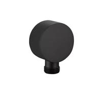 Coude d'alimentation murale rond, connecteur de tuyau de douche à main, coude de sortie de douche union, G 1,27 cm, noir