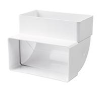 Coude de 90 ° - Conduit de ventilation vertical - 110 x 55 mm - Raccord de tuyau rectangulaire à 90° - Système de ventilation - Chauffage - Refroidissement - Climatisation ambiante - Blanc -